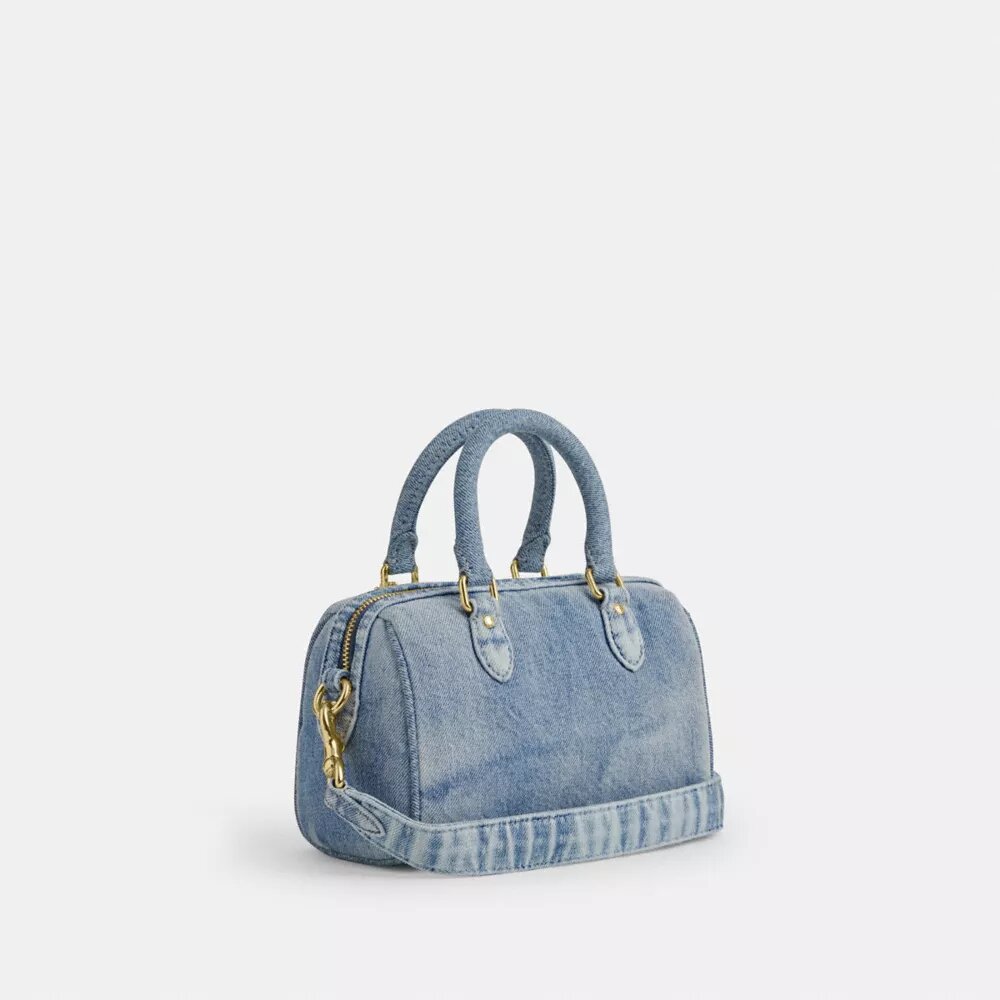 Mini Rowan-korsväska i slitet denim med smycken