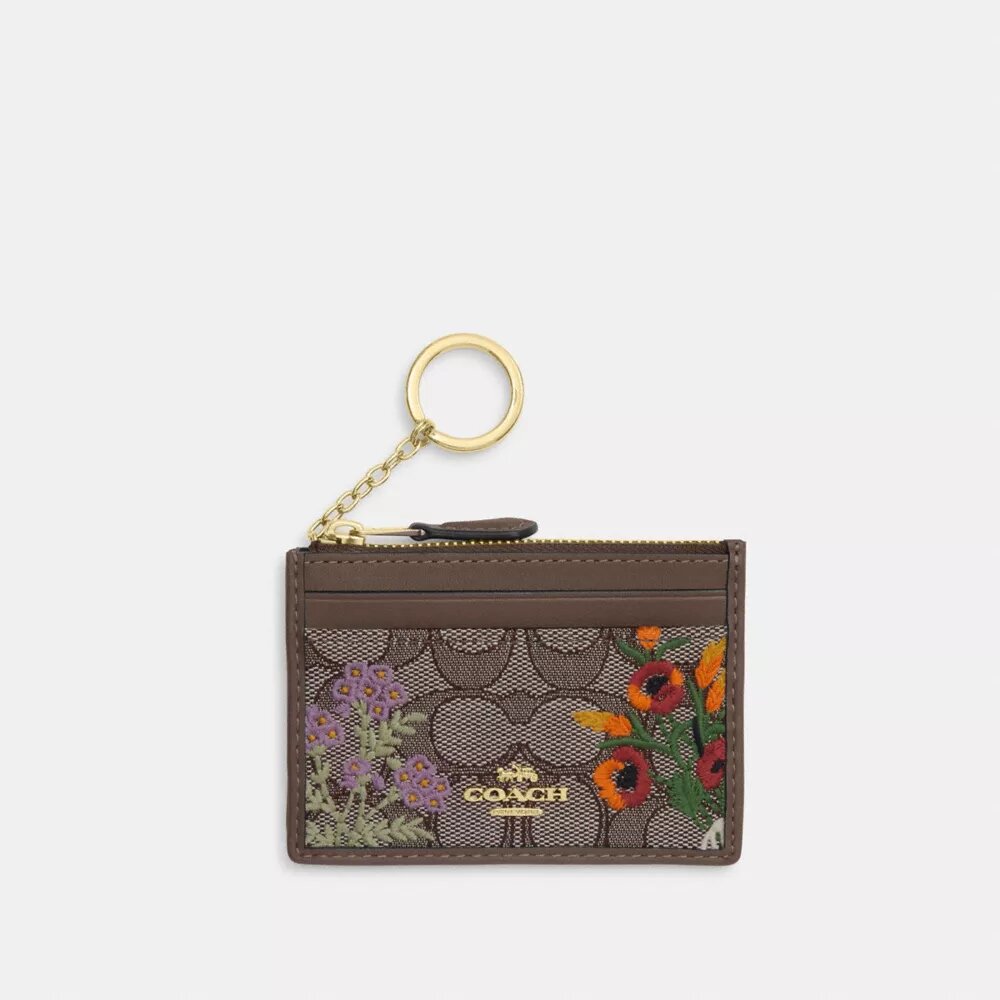 Mini Skinny ID-fodral i signaturjacquard med blommig brodyr