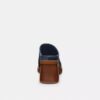 Mules med klack och skulpterad C-logotyp i Loved Denim