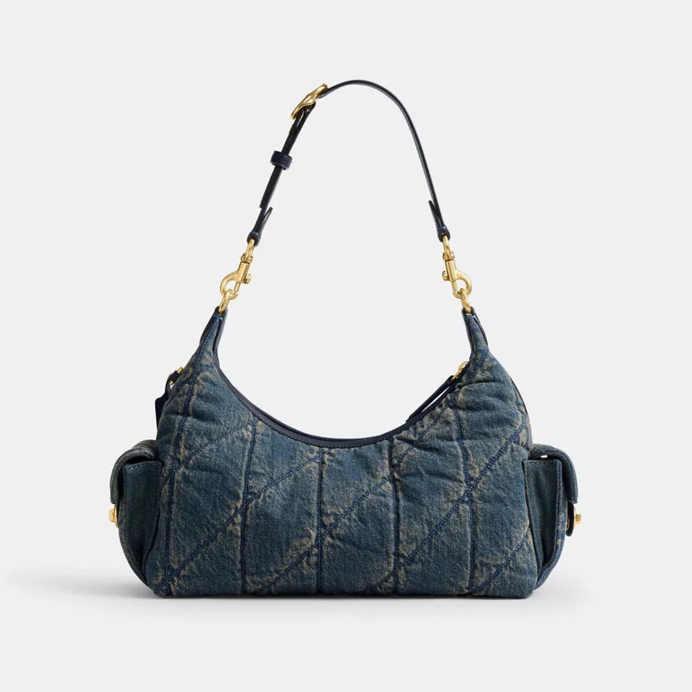 Pocket Juliet-väskan 30 i regenererad bomullsdenim med quiltning