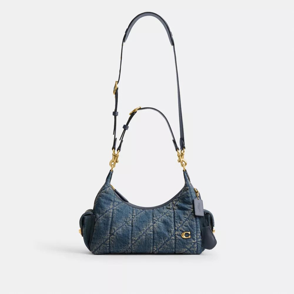 Pocket Juliet-väskan 30 i regenererad bomullsdenim med quiltning