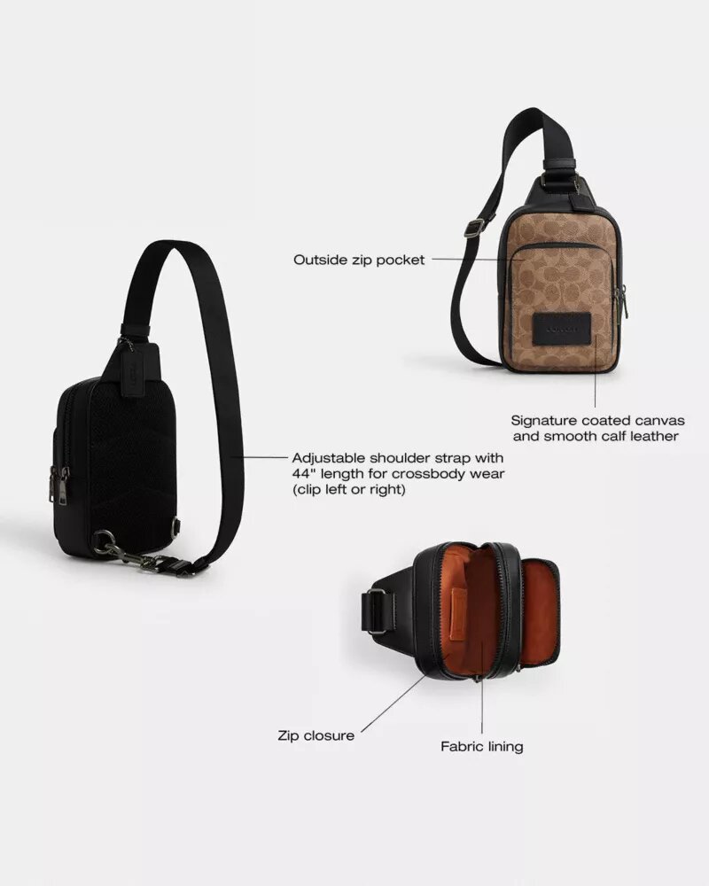 Racer Sling Pack i Signature Canvas