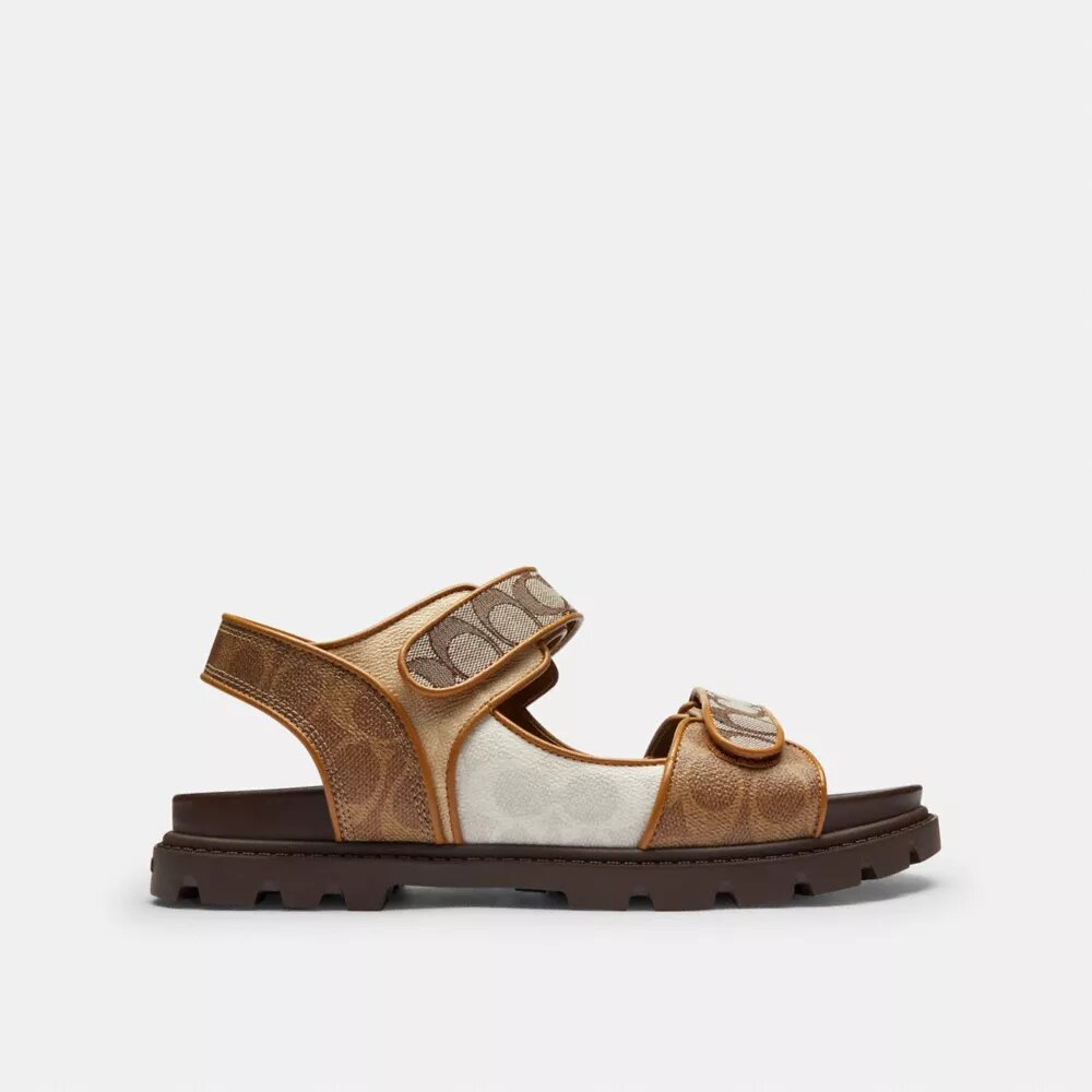 Sandaler med dubbla remmar i signaturdesign