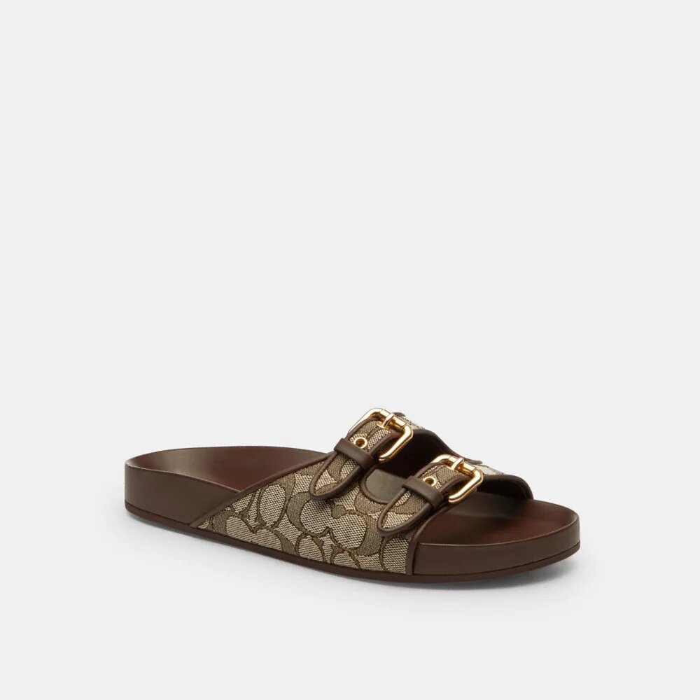 Sandaler med två spännen i vårt signaturjacquard