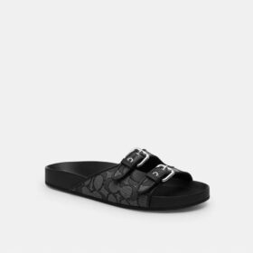 Sandaler med två spännen i vårt signaturjacquard