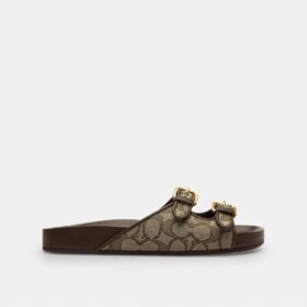 Sandaler med två spännen i vårt signaturjacquard