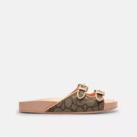 Sandaler med två spännen i vårt signaturjacquard