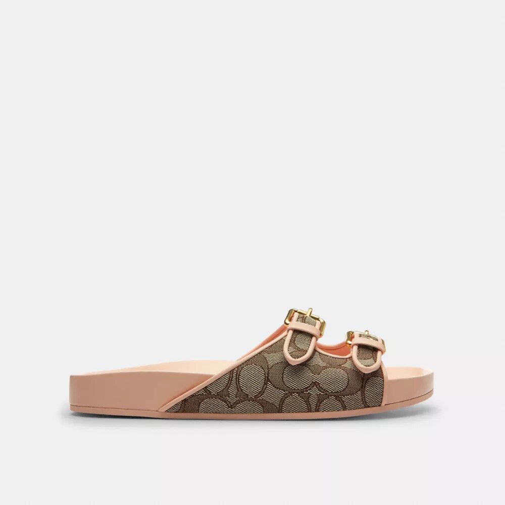 Sandaler med två spännen i vårt signaturjacquard