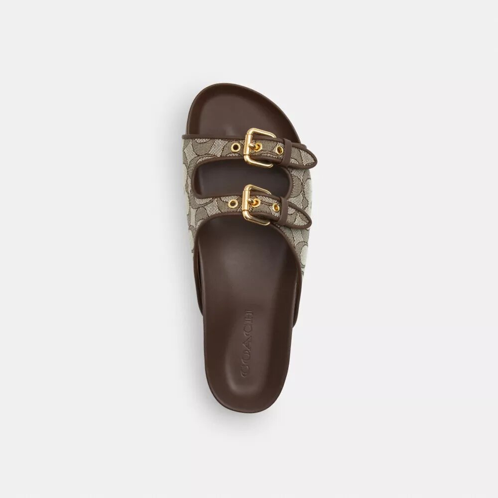 Sandaler med två spännen i vårt signaturjacquard