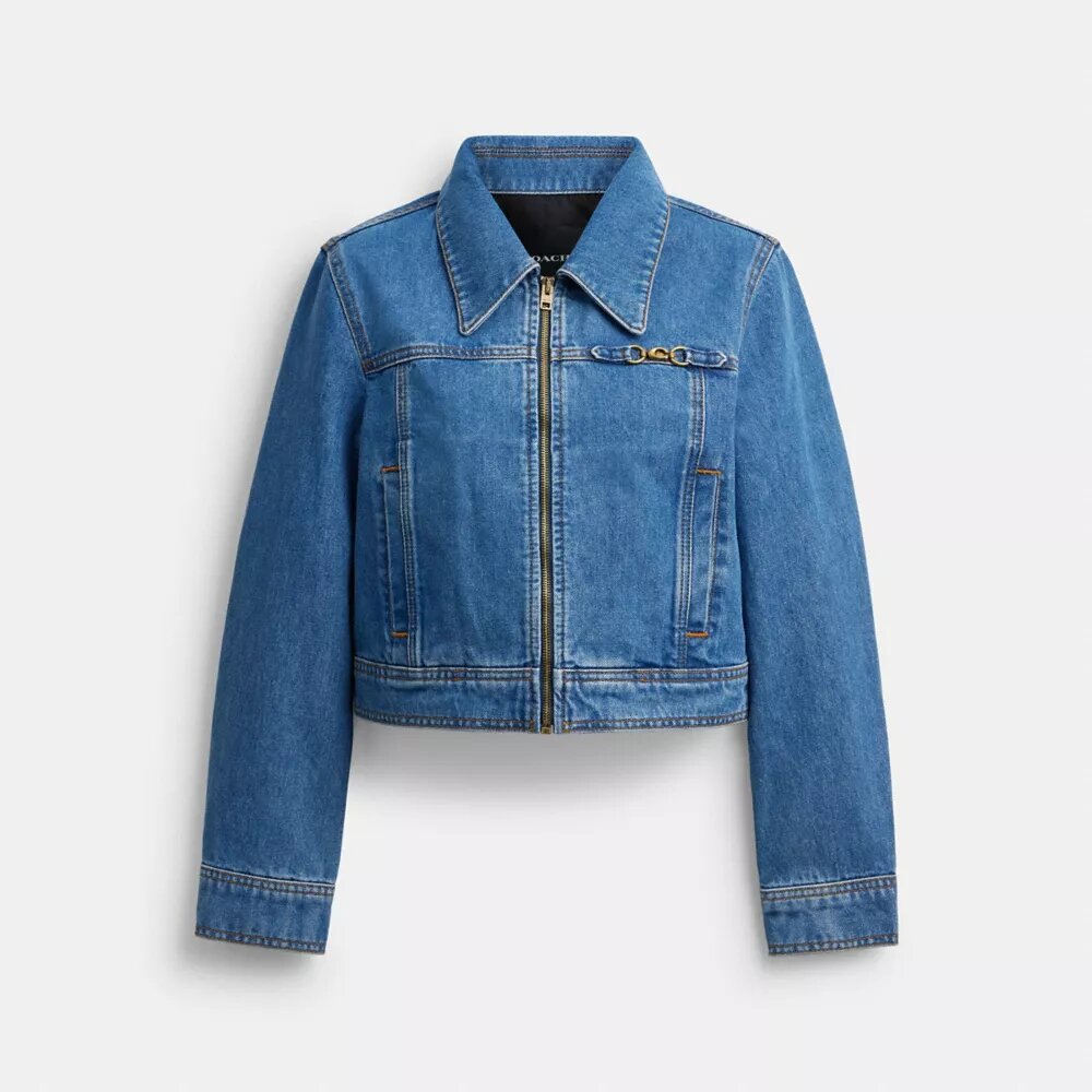 Sculpted C-jackor i krympt denim av ekologisk bomull