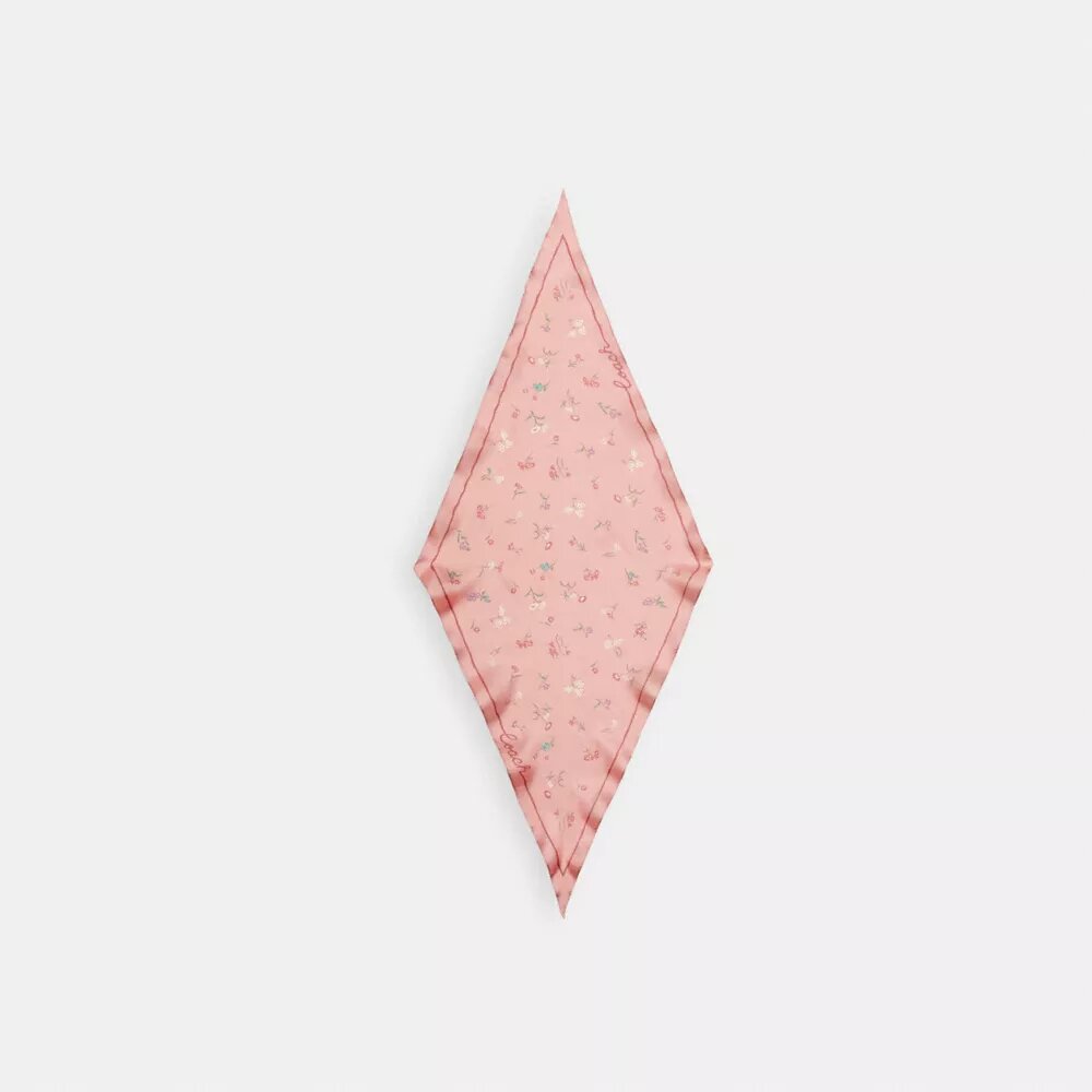 Silkescarf med diamantmönster och blommigt tryck