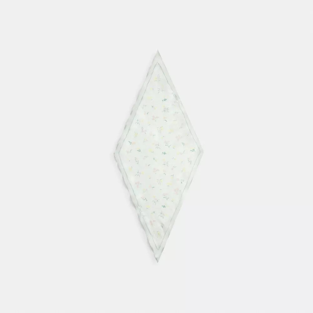 Silkescarf med diamantmönster och blommigt tryck