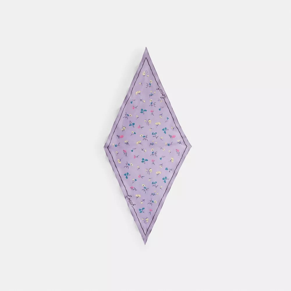Silkescarf med diamantmönster och blommigt tryck