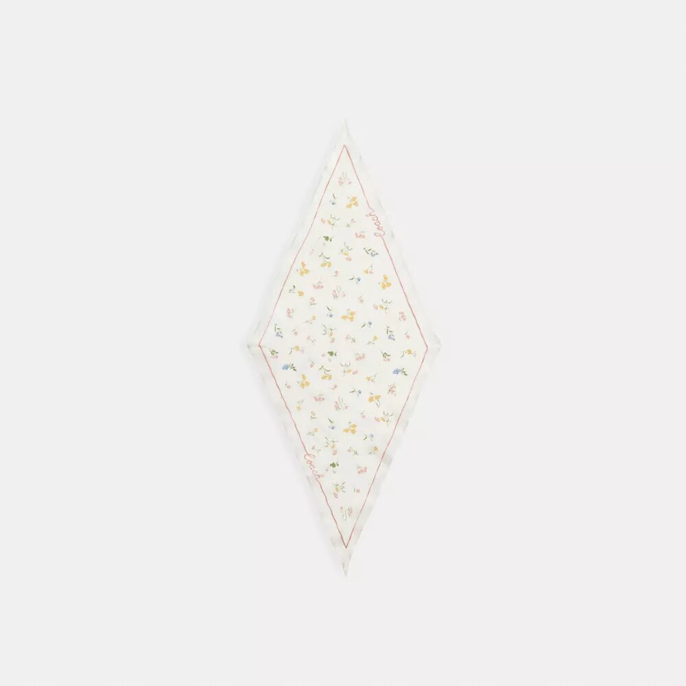Silkescarf med diamantmönster och blommigt tryck