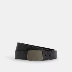 Skärp med plack och selespänne i låda, 38 mm, kan klippas till önskad längd och är vändbart