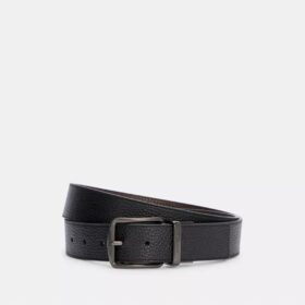 Skärp med spänne i låda, skuret efter mått och vändbart, 38 mm