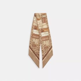 Smal silkescarf med tryck av staplade Tabby-väskor