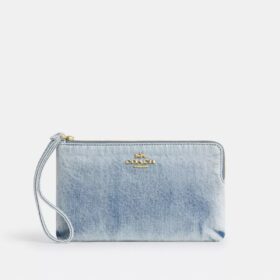 Stor handledsväska med dragkedja i hörnen i Loved Denim
