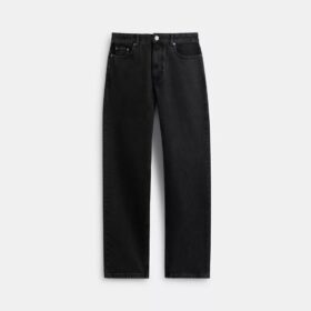 Svarta tapered-jeans i ekologisk bomull