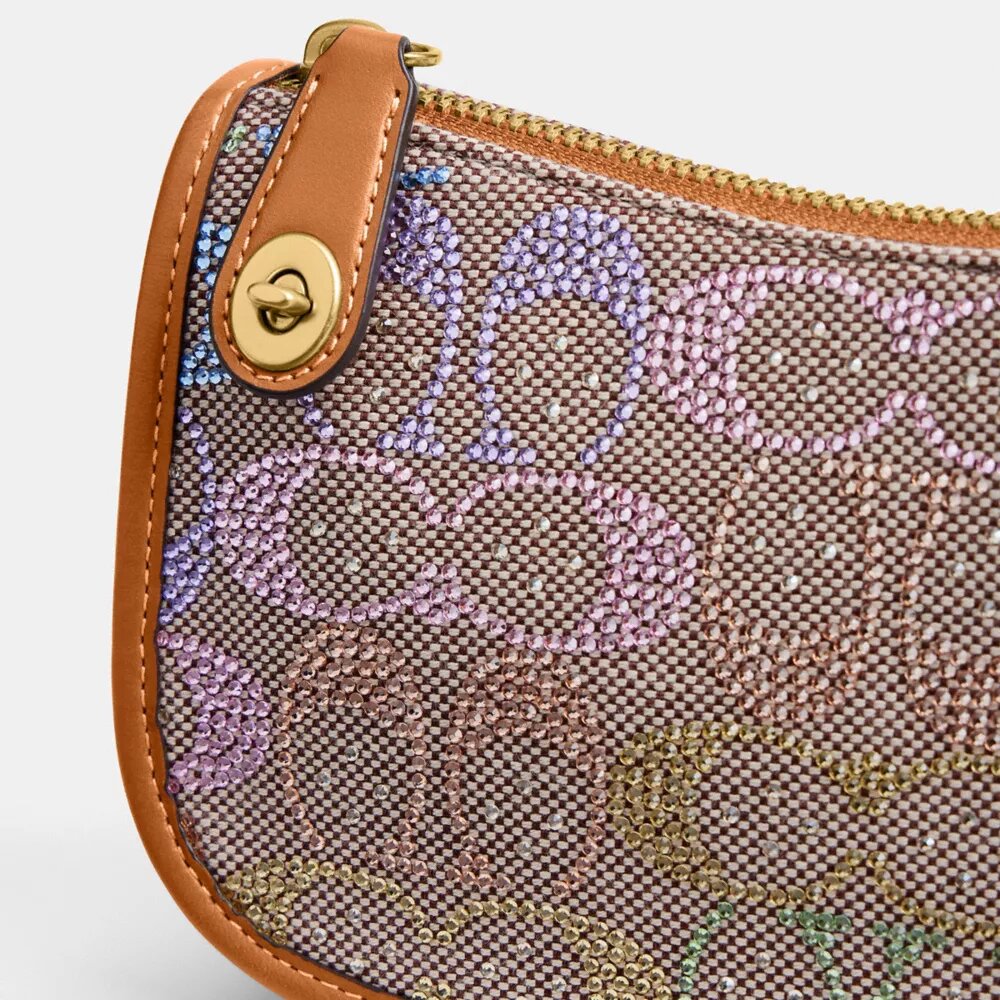 Swinger-väskor 20 med kedja i Crystal Signature-jacquard