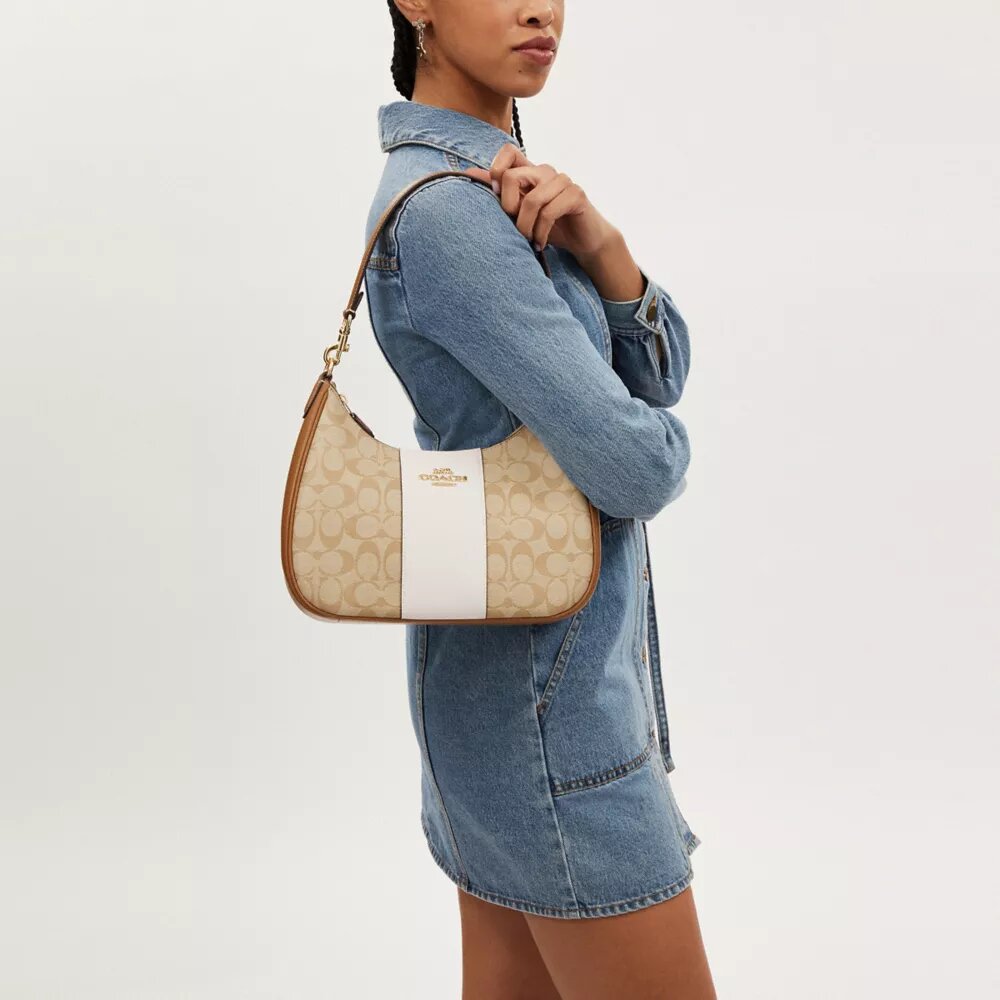 Teri Hobo-väska i Signature Canvas med rand