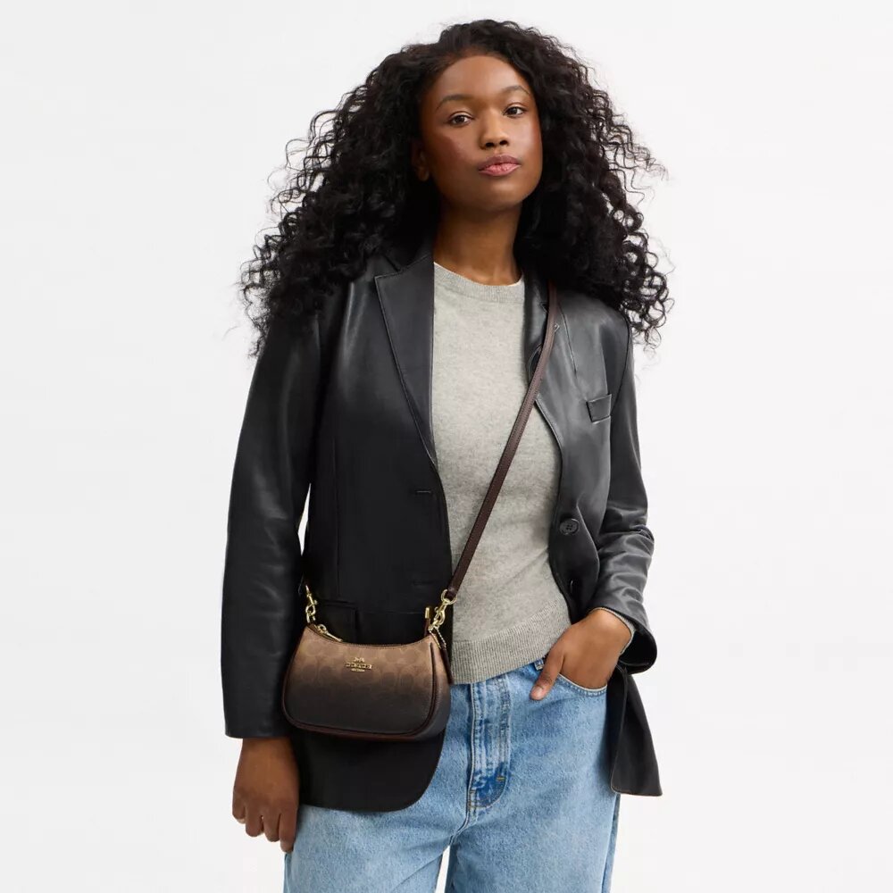 Teri Mini-crossbodyväska i Ombre Signature Canvas