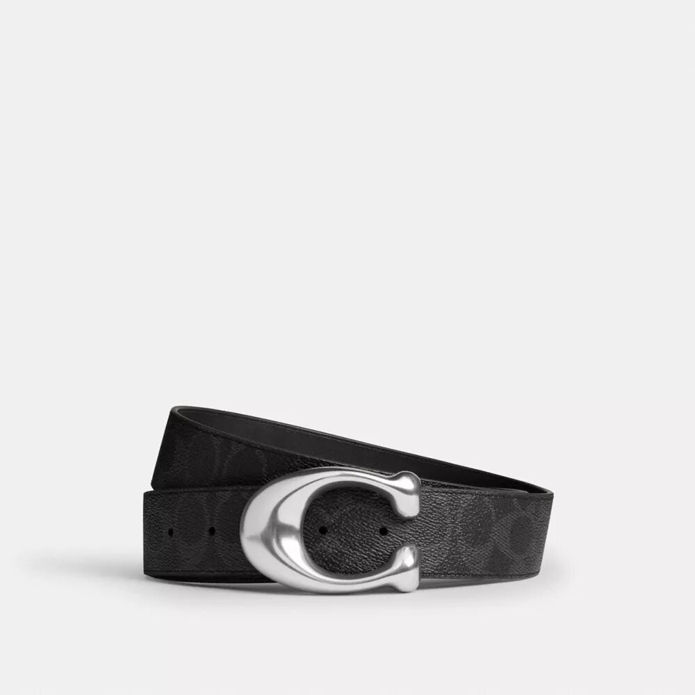 Vändbart skärp med skulpterat C-spänne, 38 mm